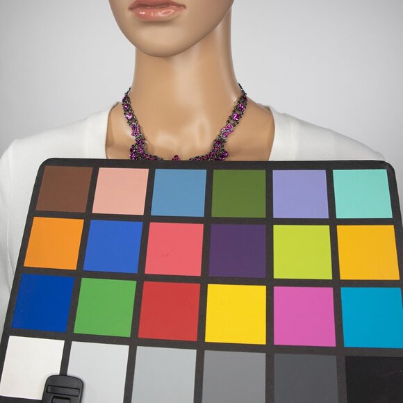 POFJ Rhinestone Necklace With A Dangling Faux Gem Surrounded By Smaller‎ Ones - Picture 11 of 11